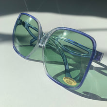 Load image into Gallery viewer, 1960s-70s Deadstock Translucent Blue &amp; Clear Oversized Sunglasses With Glass Lenses
