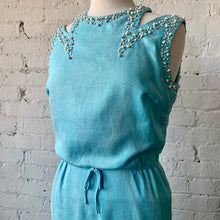 Load image into Gallery viewer, 1950s-1960s Linen Wiggle Dress In Robin Egg Blue
