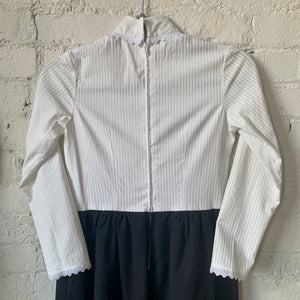 1970s Edwardian Revival Black and White Handmade Dress