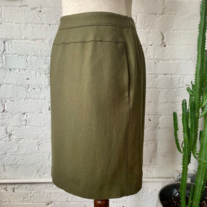 Vintage Olive Green Wool Skirt