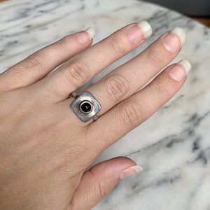 Vintage Square Sterling Silver & Onyx Ring
