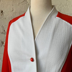1970s Retro Red & White Blazer Suit Jacket