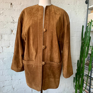 1980s Oversized Brown Suede Jacket