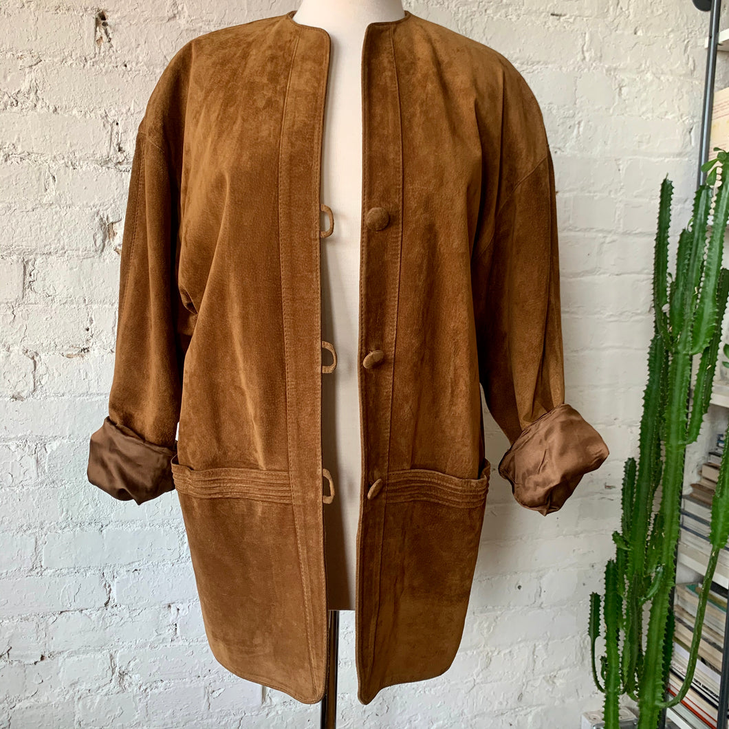 1980s Oversized Brown Suede Jacket