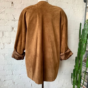 1980s Oversized Brown Suede Jacket