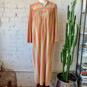 1960s Sherbet Striped Terry Cloth Dress / Cover Up