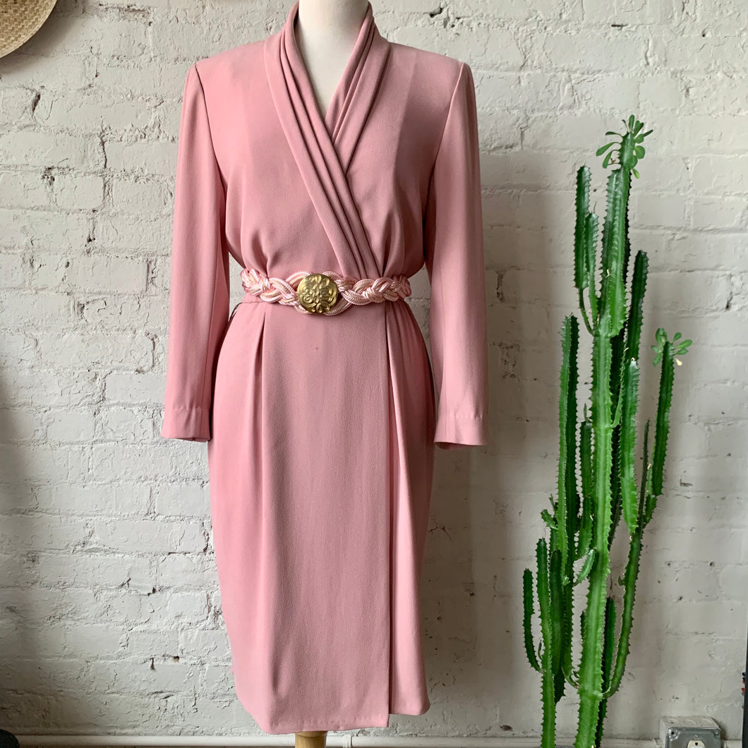 1980s Blush Pink Liz Claiborne Long Sleeve Dress Eyes of Wise 1980s Blush Pink Liz Claiborne Long Sleeve Dress Eyes of Wise