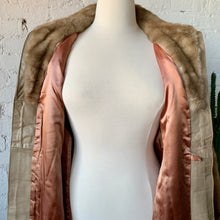 Load image into Gallery viewer, 1960s Faux Mink Fur &amp; Leather Belted Coat
