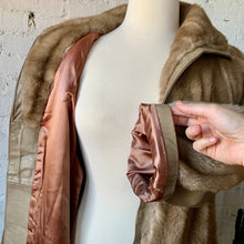 Load image into Gallery viewer, 1960s Faux Mink Fur &amp; Leather Belted Coat
