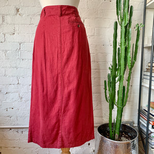 1980s Crimson Linen Skirt
