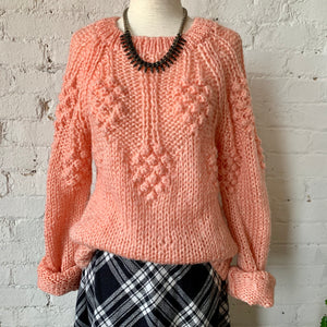 1970s-80s PomPom Peachy Pink Pullover Sweater