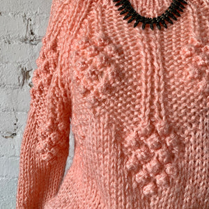 1970s-80s PomPom Peachy Pink Pullover Sweater