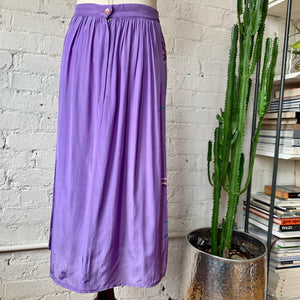 1980s Purple Tropical Midi Skirt