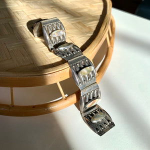 1960s Abalone & Sterling Silver Panel Bracelet