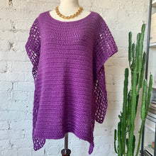 Load image into Gallery viewer, Vintage Purple Hand Crocheted Short Poncho/Cover Up
