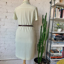 Load image into Gallery viewer, 1960s-70s Olive Green Stripe Shirt Dress

