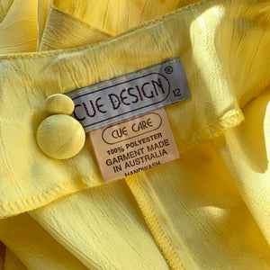 1980s Yellow Illusion Print Wrap Dress