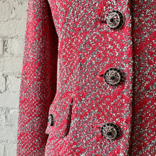 Load image into Gallery viewer, 1980s-90s St. John Collection Pink Black &amp; White Jacquard Bouclé Houndstooth Blazer Jacket
