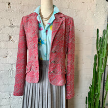 Load image into Gallery viewer, 1980s-90s St. John Collection Pink Black &amp; White Jacquard Bouclé Houndstooth Blazer Jacket
