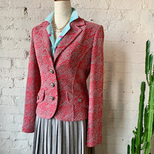 Load image into Gallery viewer, 1980s-90s St. John Collection Pink Black &amp; White Jacquard Bouclé Houndstooth Blazer Jacket
