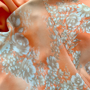 1970s Peachy Perfection Maxi Dress With Floral Bodice