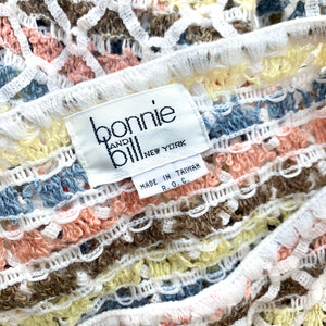 Vintage Bonnie and Bill Pastel Striped 3D Woven Elastic Knit Blouse
