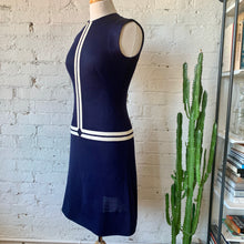 Load image into Gallery viewer, 1960s Jonathan Logan Navy Blue Drop Waist Mod Tennis Dress

