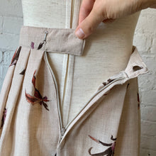 Load image into Gallery viewer, 1970s Handmade Natural Linen Midi Skirt With Floral Print
