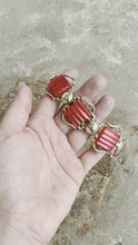 Load and play video in Gallery viewer, 1950s Gold &amp; Candy Apple Red Costume Necklace
