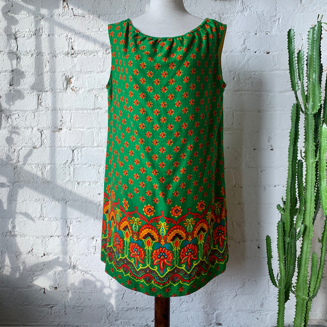 1970s Kelly Green Paisley Shift Dress / Tunic Eyes of Wise 1970s Kelly Green Paisley Shift Dress / Tunic Eyes of Wise